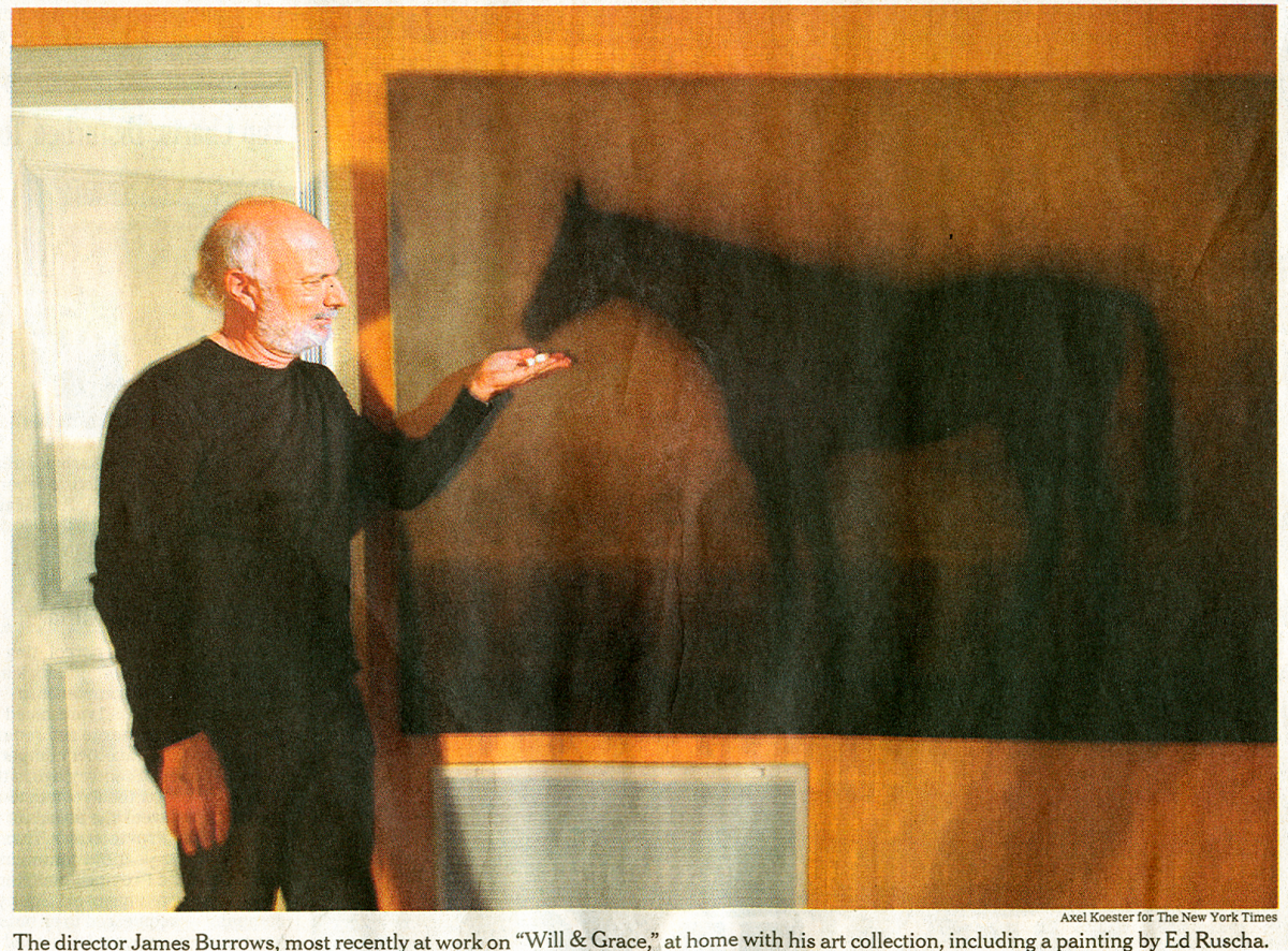 A painting by Ed Ruscha of a horse or mule.