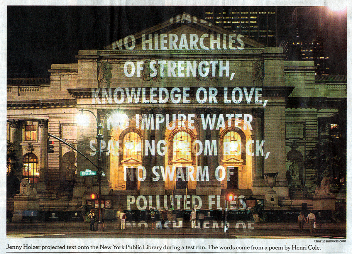 An image of jenny Holzer project commemorating September 11.